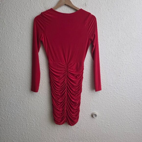 PrettyLittleThing shape Red Slinky Ruched Mini Dress in Red Women's Size US 6 - Picture 6 of 9